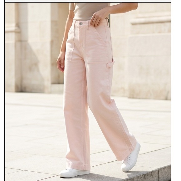 American Eagle Outfitters Denim - American Eagle 6 Super High-Rise Baggy Wide Leg Jeans Pale Pink 28W NWT